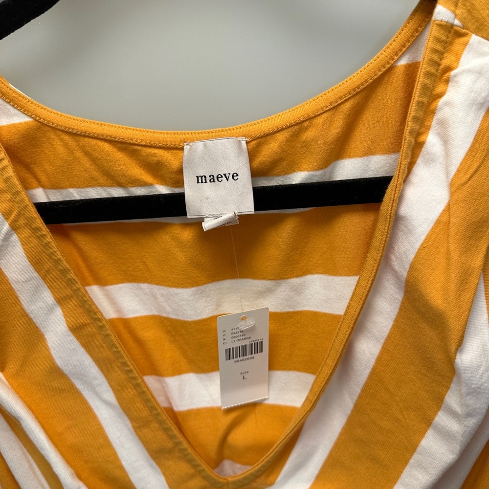 NWT Maeve by Anyhro Yellow and White Striped Top